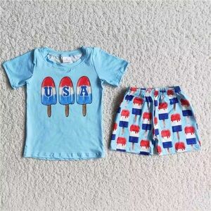 Blue Popsicle USA T-Shirt and Shorts Set